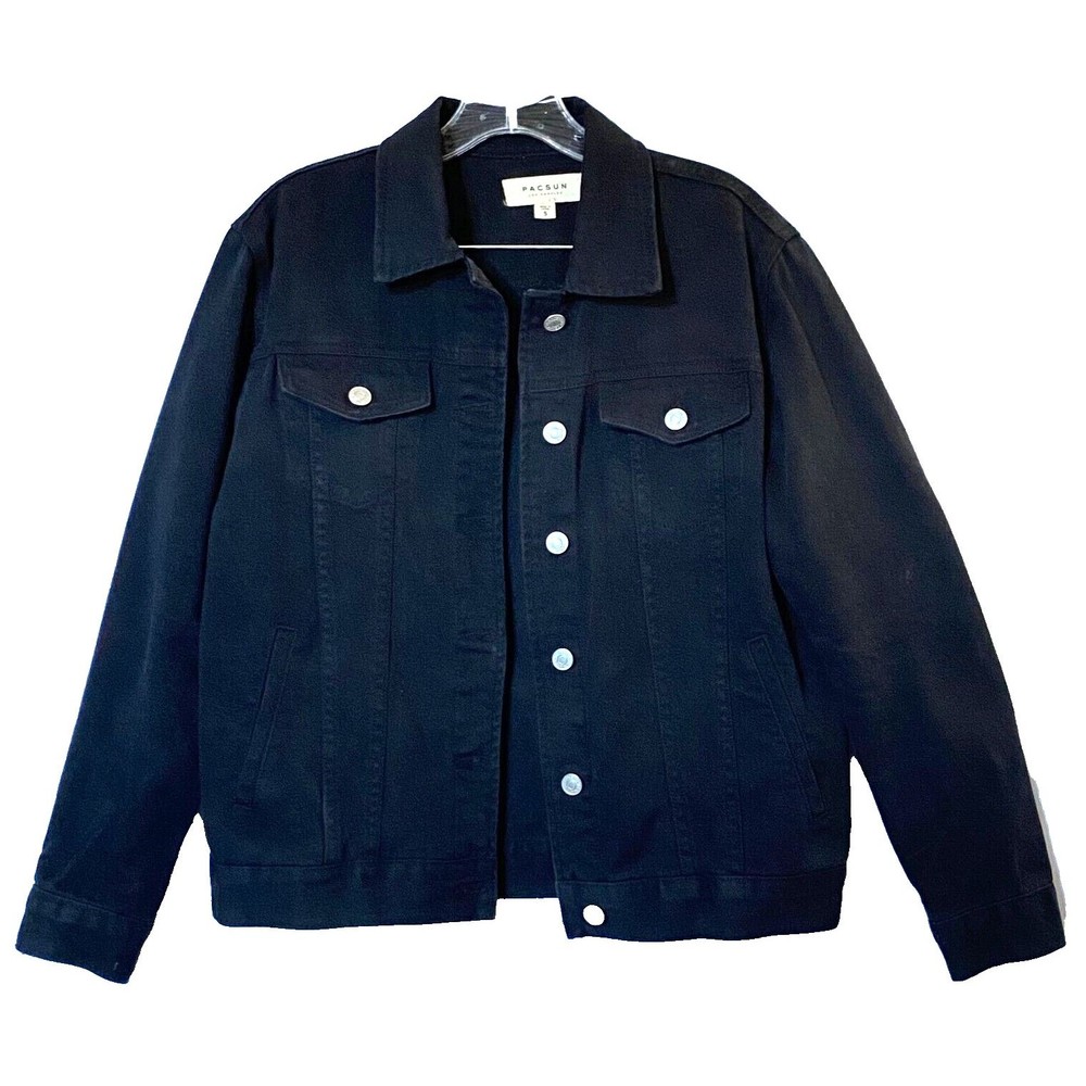 PacSun Los Angeles Jean Jacket Womens Size Small Black Braided Laced Back - Picture 7 of 16